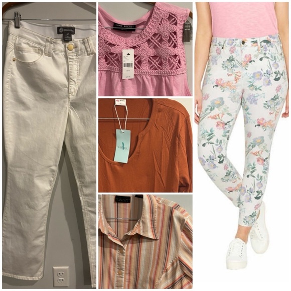 XL/Size 14 Bundle:  2 pairs of jeans NWT,  3 tops (2 NWT) - Picture 1 of 8